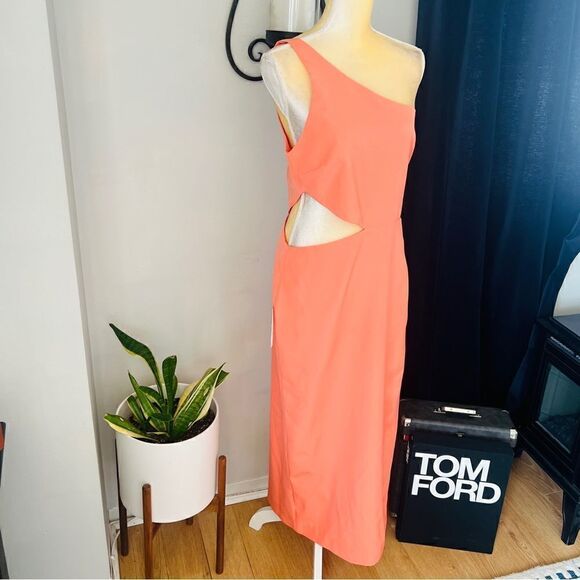BARDOT JENNA ONE SHOULDER CUTOUT DRESS, Size 12 (XXL) ORANGE FIZ, NWT - Picture 15 of 17